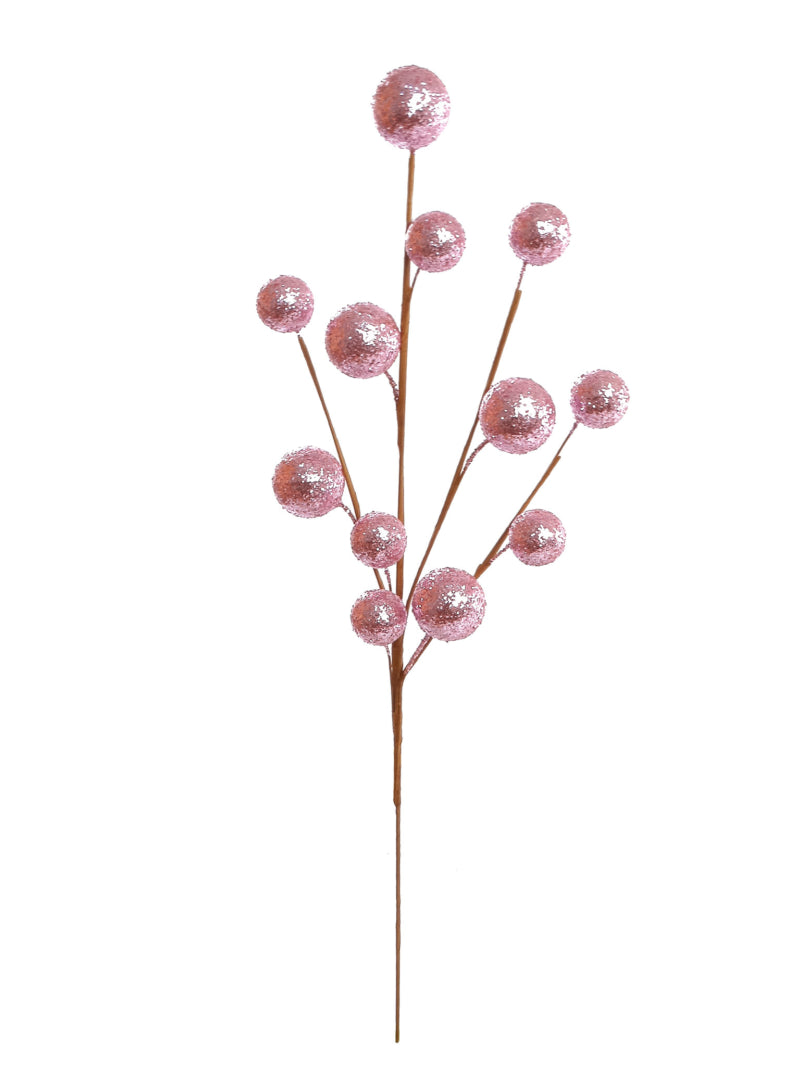 18" Enchanting Pink Glitter Ball Spray, Set of 6 Sparkling Decorative Picks, Perfect for Floral Arrangements, Event Decor & Crafts, Ideal for Christmas & Holiday Displays