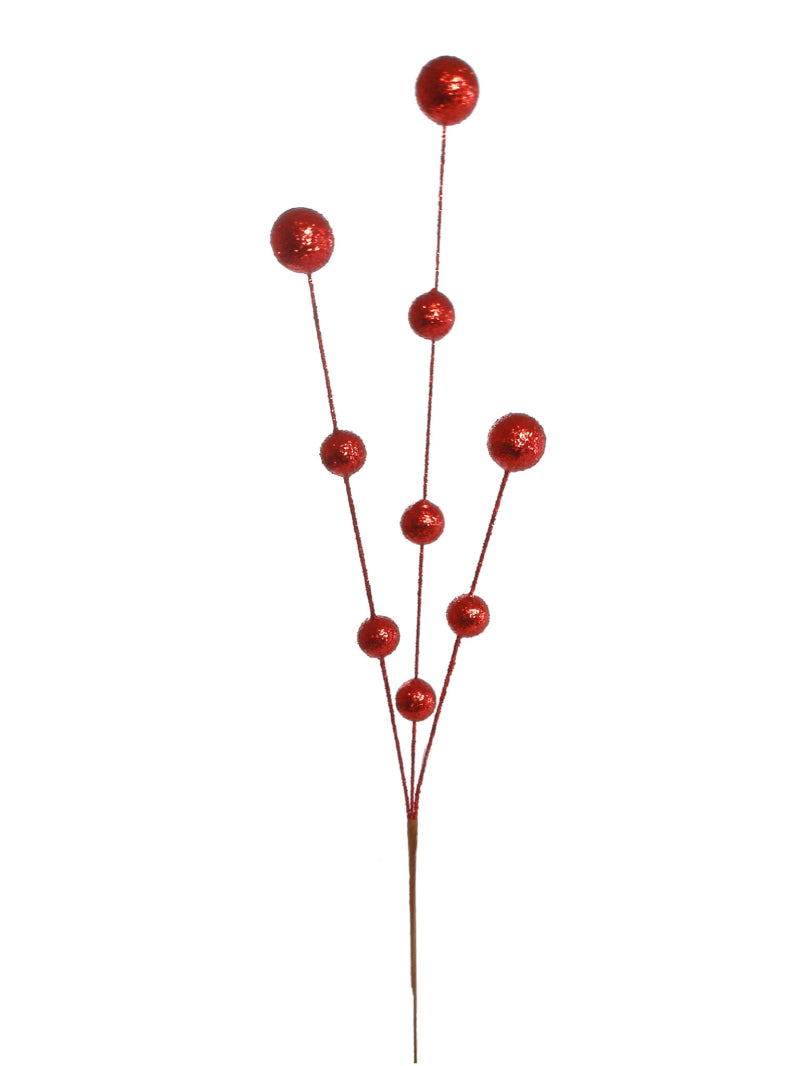 Dazzling 24-Inch Glitter Ball Spray - Set of 12 Sparkling Decorative Picks for Floral Arrangements, Event Decor, and Crafts