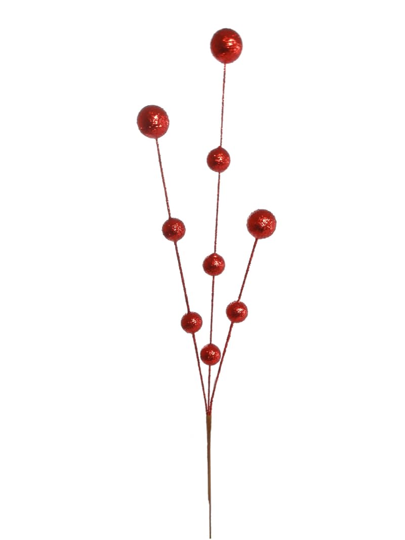 24" Mixed Ball Glitter Spike - Create Stunning Floral Arrangements and Decor with our Artificial Mixed Ball Glitter Spike. Perfect for DIY Centerpieces, Party Decor, and Home Accents