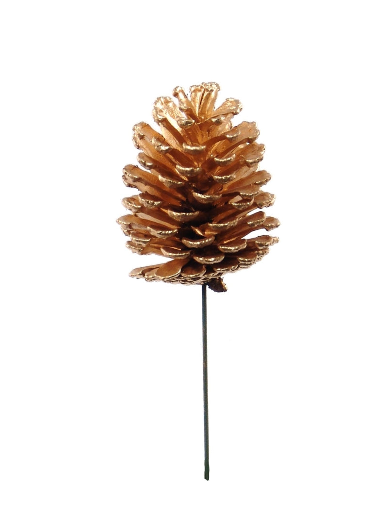 36-Piece Pack of 4-Inch Gold Pine Cone Picks - Decorative Christmas Pinecones for Wreaths, Centerpieces, and Holiday Crafts
