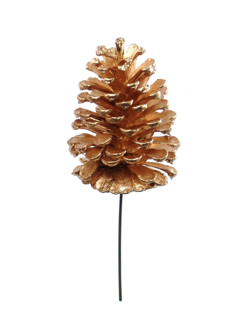 48-Piece Pack of 5-Inch Gold Pine Cone Picks, Glittering Decorative Pinecones, Perfect for Crafts, Floral Arrangements & Seasonal Christmas Decor