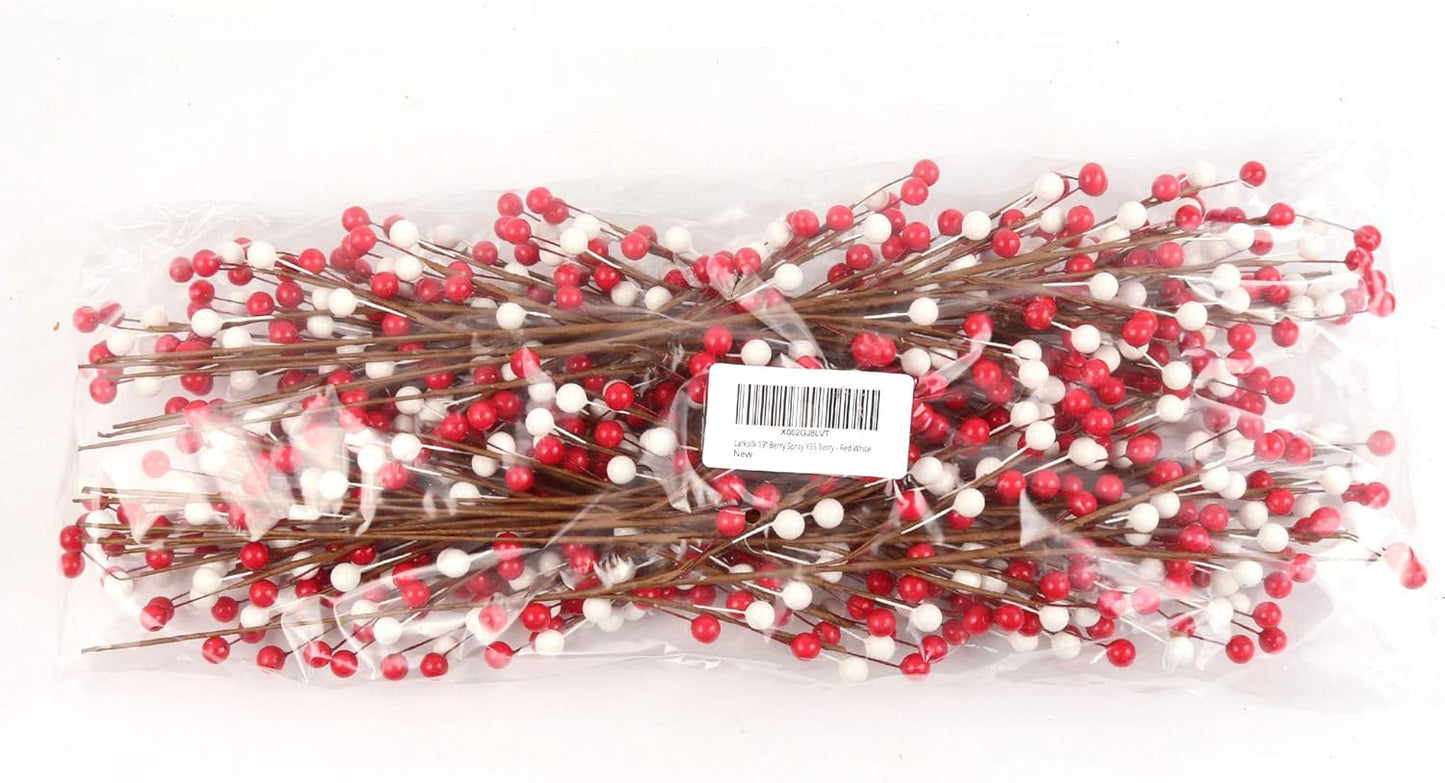 19" Charming Artificial Berry Spray, Lifelike & Vibrant Decor Accent, 35 Lush Berries, Perfect for Christmas, Seasonal Decor & Crafting