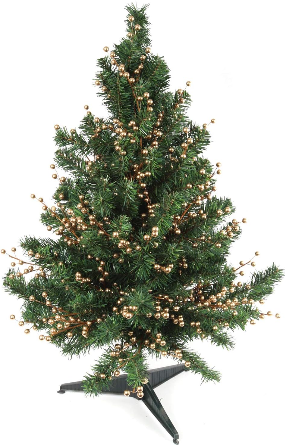 Pack of 12 Artificial Berry Twigs with Gold Berries - 17 Inches Tall - Realistic and Lifelike Christmas Berry Spray Stems
