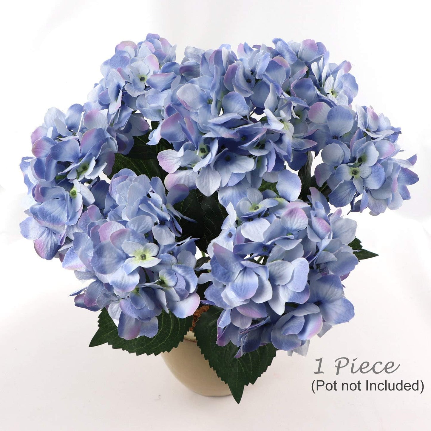 Hydrangea Silk Flower Bush, Seven Heads Per Bush, UV Resistant, Indoor & Outdoor Silk Plant, Adjustable Stem, Rich Green Leaves, Wedding