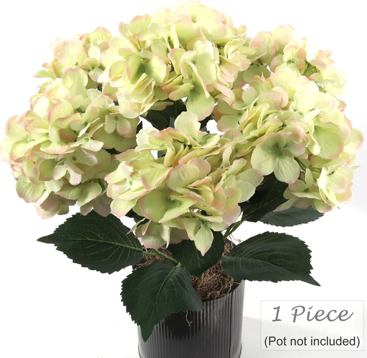 Hydrangea Silk Flowers Plant, Green Pink , Indoor Home Decoration, Outdoor Plant, Wedding, Centerpieces, Bouquets, Artificial Hydrangeas Bush with 7 L