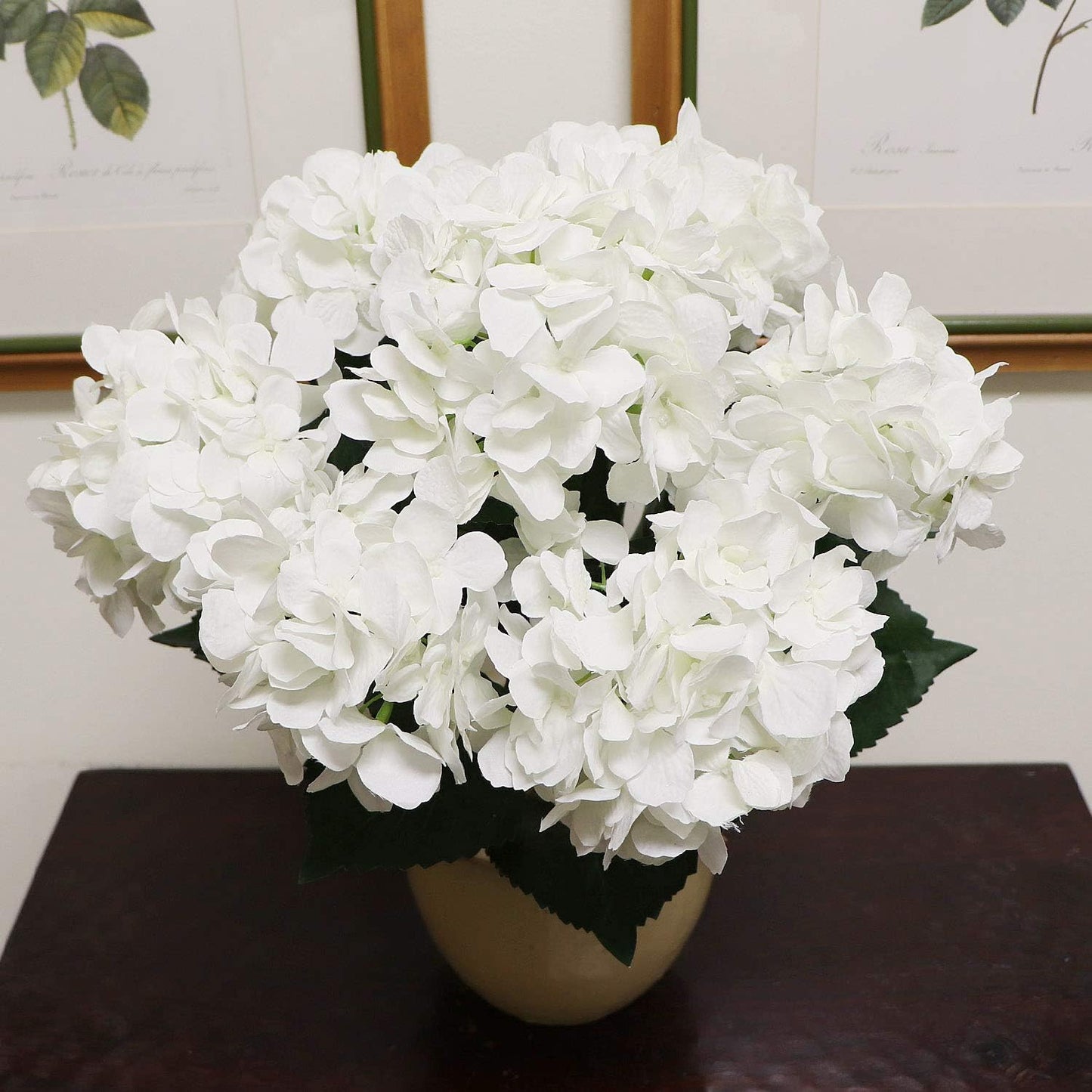 Hydrangea Silk Flower Bush, Seven Heads Per Bush, UV Resistant, Indoor & Outdoor Silk Plant, Adjustable Stem, Rich Green Leaves, Wedding