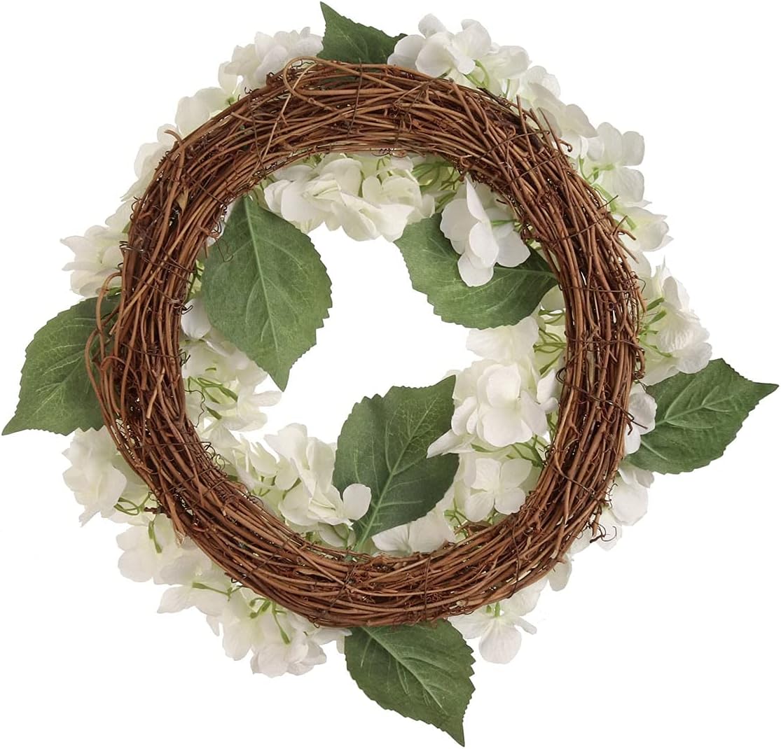 Artificial White Hydrangea Wreath - 18"