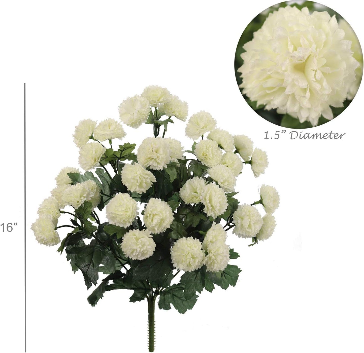 Classic Cream White Silk Flower Mum Bush, 18" Tall - Contains 11 Sprays & 33 Blooms - Lifelike Fake Chrysanthemum for Home Décor, Wedding Arrangements, Event Centerpieces - Elegant & Durable