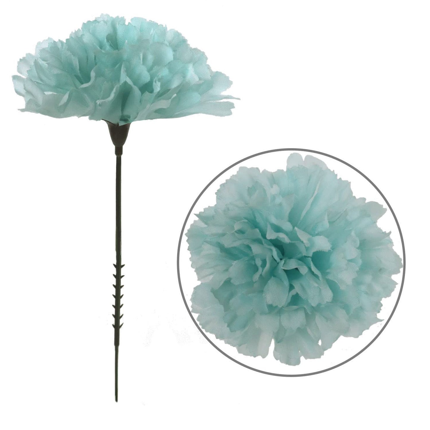 Blue Carnation 3.5"Diam 5"Pick - Lifelike Artificial Flowers for DIY Wedding Bouquets, Centerpieces, Party Decor & Home Arrangements