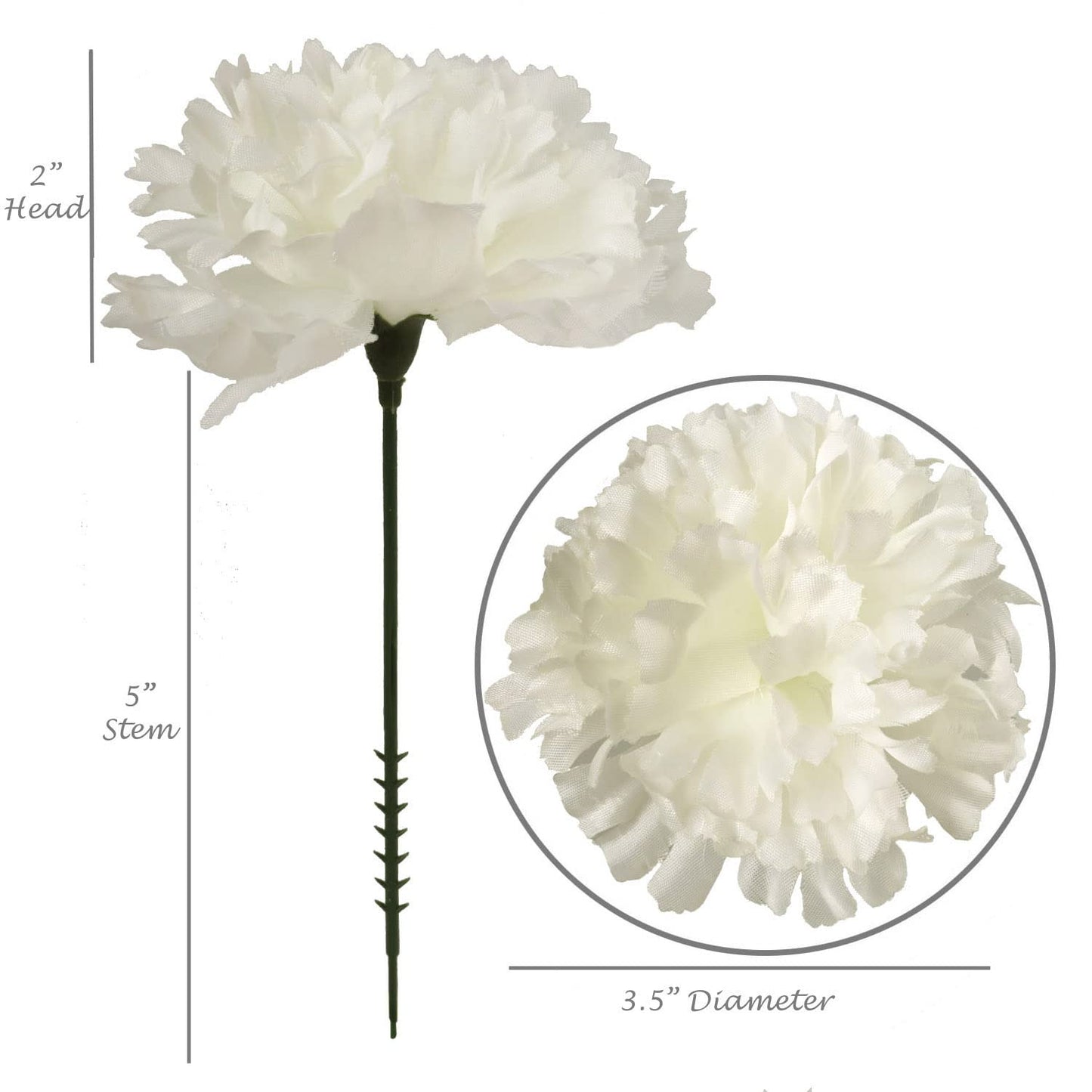 Lifelike 3.5"Diam Carnations - Perfect for DIY Weddings, Centerpieces, Parties; Elevate Your Space with Stunning Silk Flowers