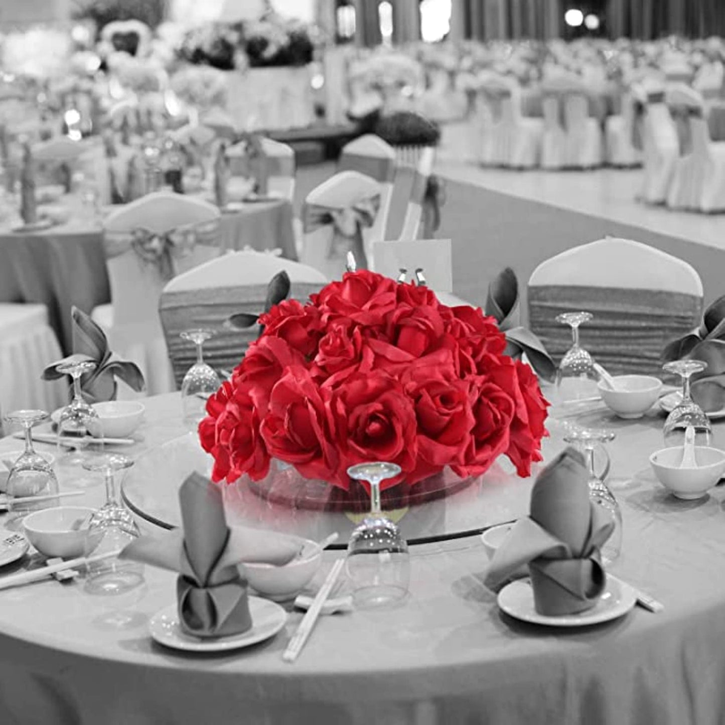 Classic Artificial Roses, 3"Dia with 8" Pick - Ideal for DIY Wedding Bouquets, Elegant Centerpieces, Party Table Decorations