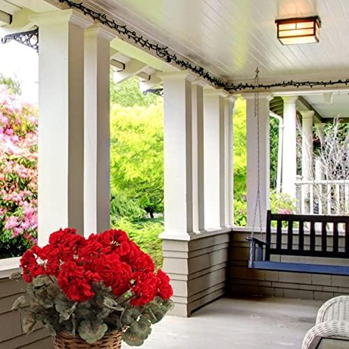 Red Artificial Geranium Flower Bush | UV Resistant Decorative Silk Artificial Plant Perfect for Outdoors or Indoor Décor, 18-Inch Tall