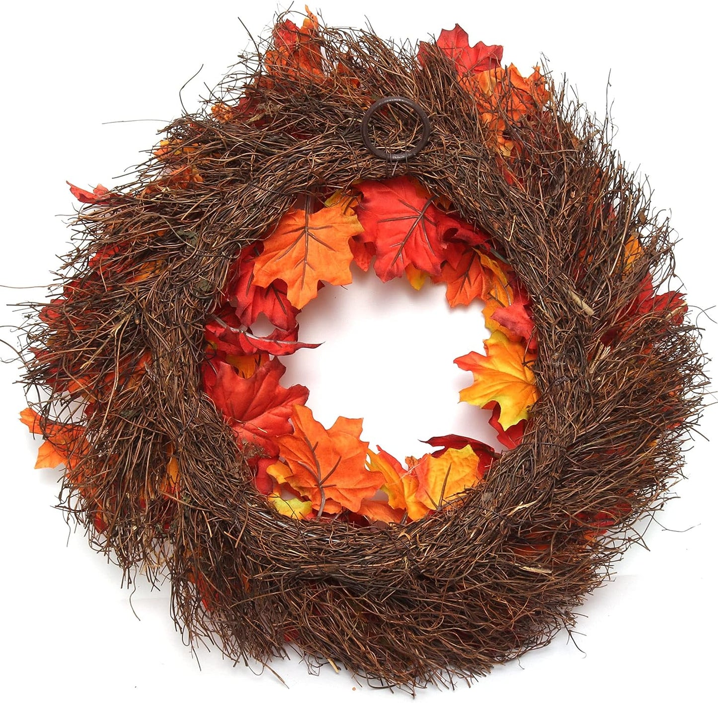 18" Fall Maple Leaf Wreath in Orange, Autumn Decoration, Indoor & Outdoor Use, Thanksgiving & Christmas Home Decor