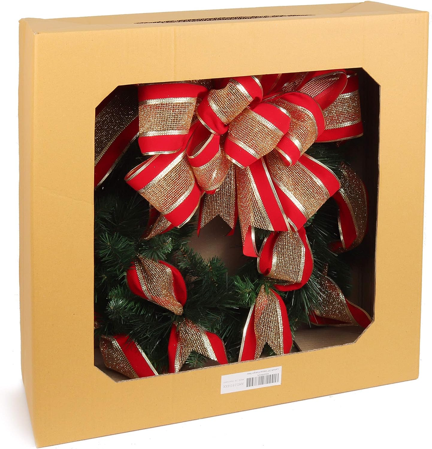 Artificial Holiday Christmas Wreath Large Red Velvet Gold Bow Front Door -20"