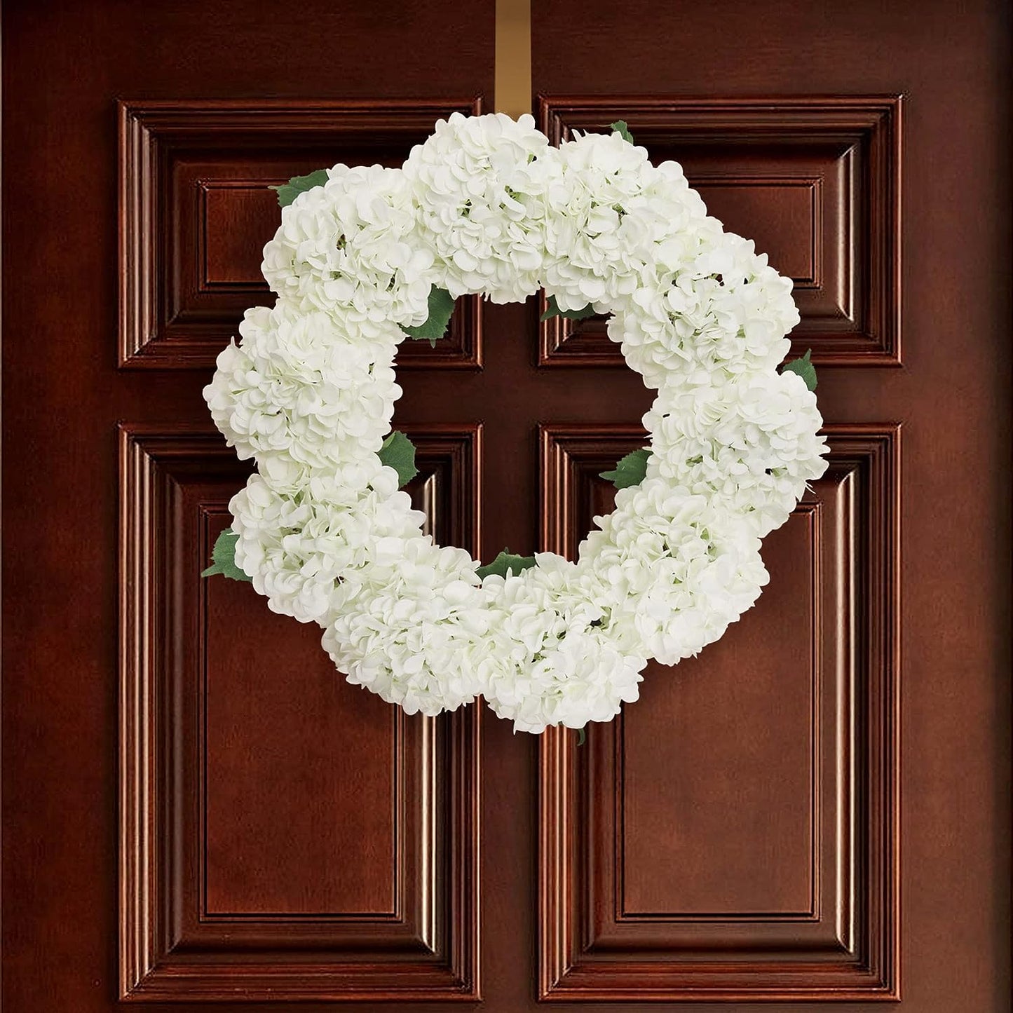 24" Artificial White Hydrangea Wreath, Handcrafted & UV Resistant, All-Season Floral Decor, Perfect for Home, Weddings, Events & Christmas Displays