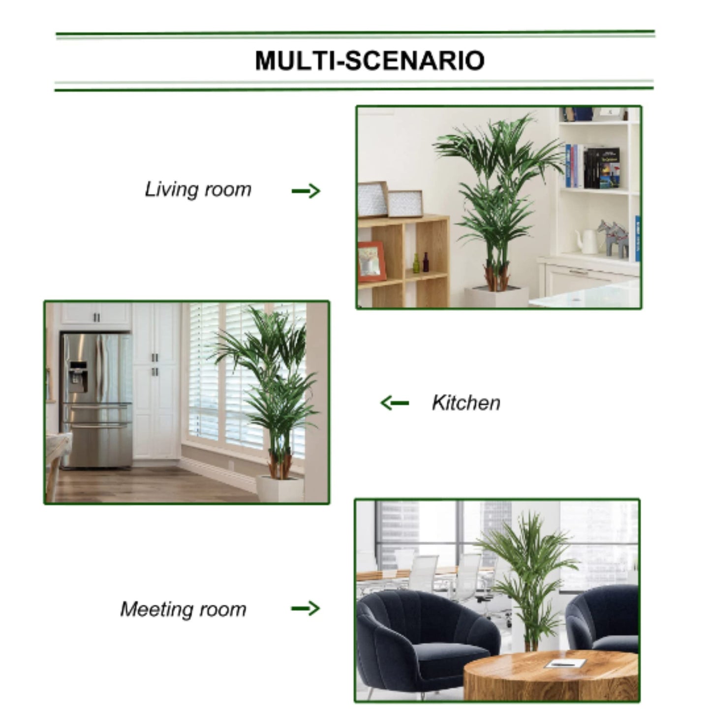 5.5' Arecas Palm/Black Pot - Lifelike Artificial Arecas Palm Tree in Elegant Black Pot, Perfect Indoor Greenery for Home Decor, Office Spaces, Weddings, and Events. Add a Touch of Nature
