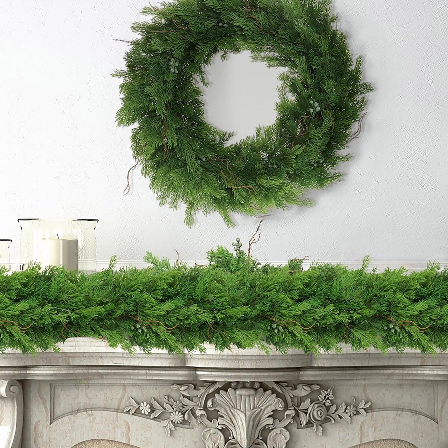 6' Juniper Garland | Lifelike Greenery & Real Touch Green Berries | Brown Twigs Included | Indoor/Outdoor Use | Holiday Xmas Accents | Christmas Garland | Home & Office Decor