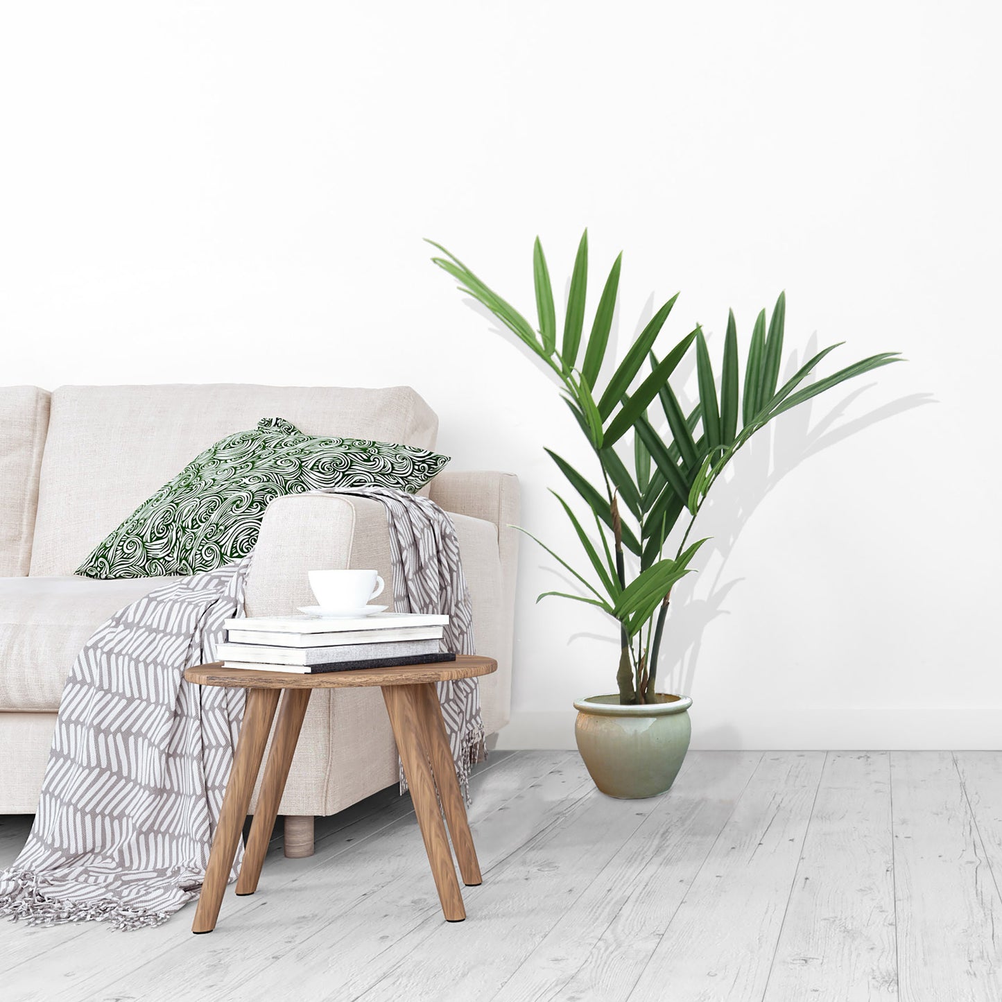 Indoor Oasis 3ft Artificial Kentia Palm Plant with 38 Leaves - Faux Greenery for Home & Office Decor in Elegant Pot