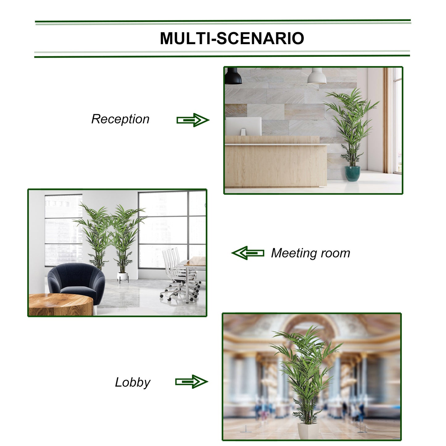 Lush 8' Indoor Kentia Palm Tree with 399 Leaves - Potted Tropical Foliage Decor for Home or Office