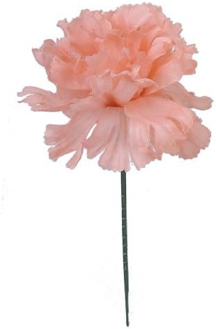 Peach Silk Carnation Picks, Artificial Flowers for Weddings, Decorations, DIY Decor, 100 Count Bulk, 3.5" Carnation Heads with 5" Stems