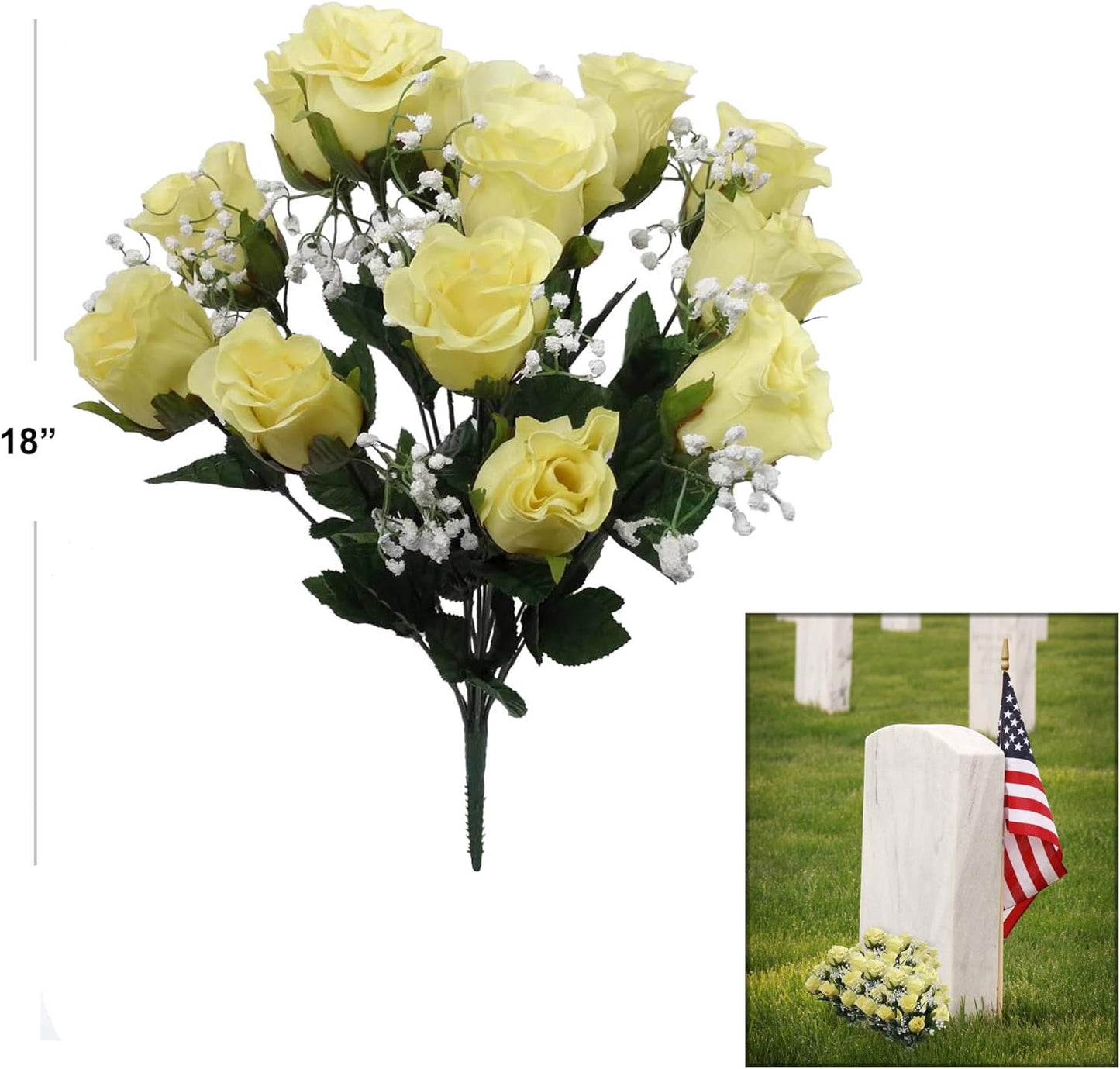 Rose Bud x/Gyp Bush x14 - Exquisite Combo of Artificial Roses & Gypsophila for Romantic Wedding Bouquets, Home Decor & Centerpiece Floral Designs.