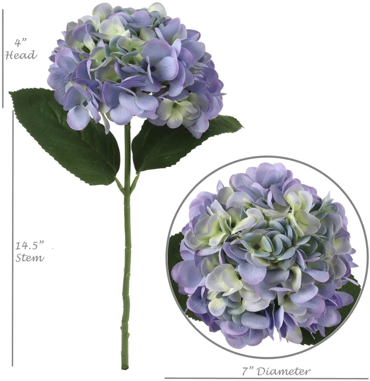 Blue Silk Hydrangea Flowers - 18" (3 Pieces)