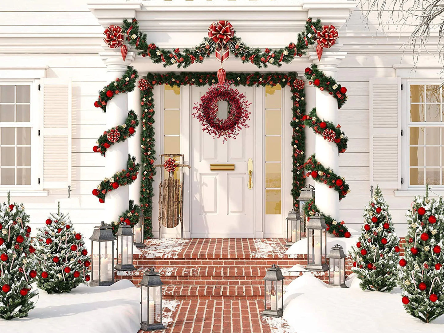 Artificial Red Berry Wreath for Front Door - 22"