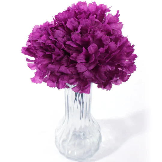 Royal Purple Splendor: Adorn Your Space with 100-Pack Silk Purple Carnation Picks - Lush 3.5" Heads for Exquisite Floral Arrangements and Elegant Decor