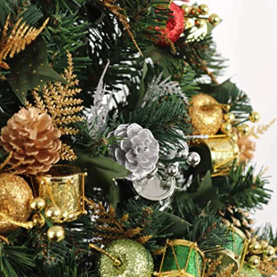 Sparkling Glitter Wreath Picks with Decorative Fruit Cones, Set of 4 Pieces, Perfect for Christmas, Holiday Decor & Seasonal Arrangements