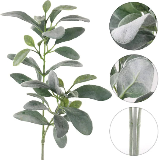 Silk Lambs Ear Stems Artificial Greenery 29”