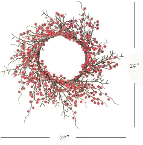 Festive 22-Inch Large Red Berry Wreath - Perfect for Holiday Decoration and Seasonal Home Decor