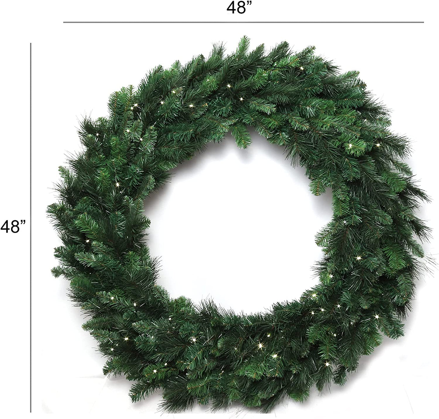 Christmas Wreath LED Lights 48" Classic Green Pine