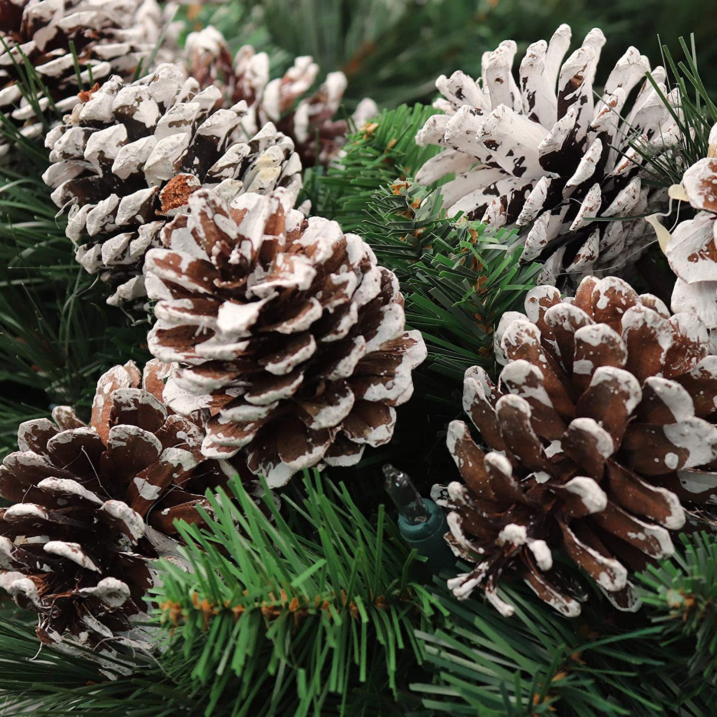 White Tipped Pine Cone Spray, 3 Perfect 2.5" Pine Cones on Bendable Stem, Ideal for Christmas Decorations, Floral Arrangements & Seasonal Crafts