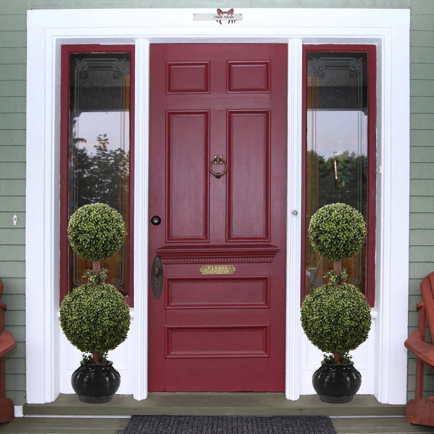 Timeless Charm: Boxwood Double Ball Topiary Artificial UV Indoor Outdoor 33" - Lifelike Foliage, All-Season Décor, Weather-Resistant, Low-Maintenance Elegance for Homes and Gardens
