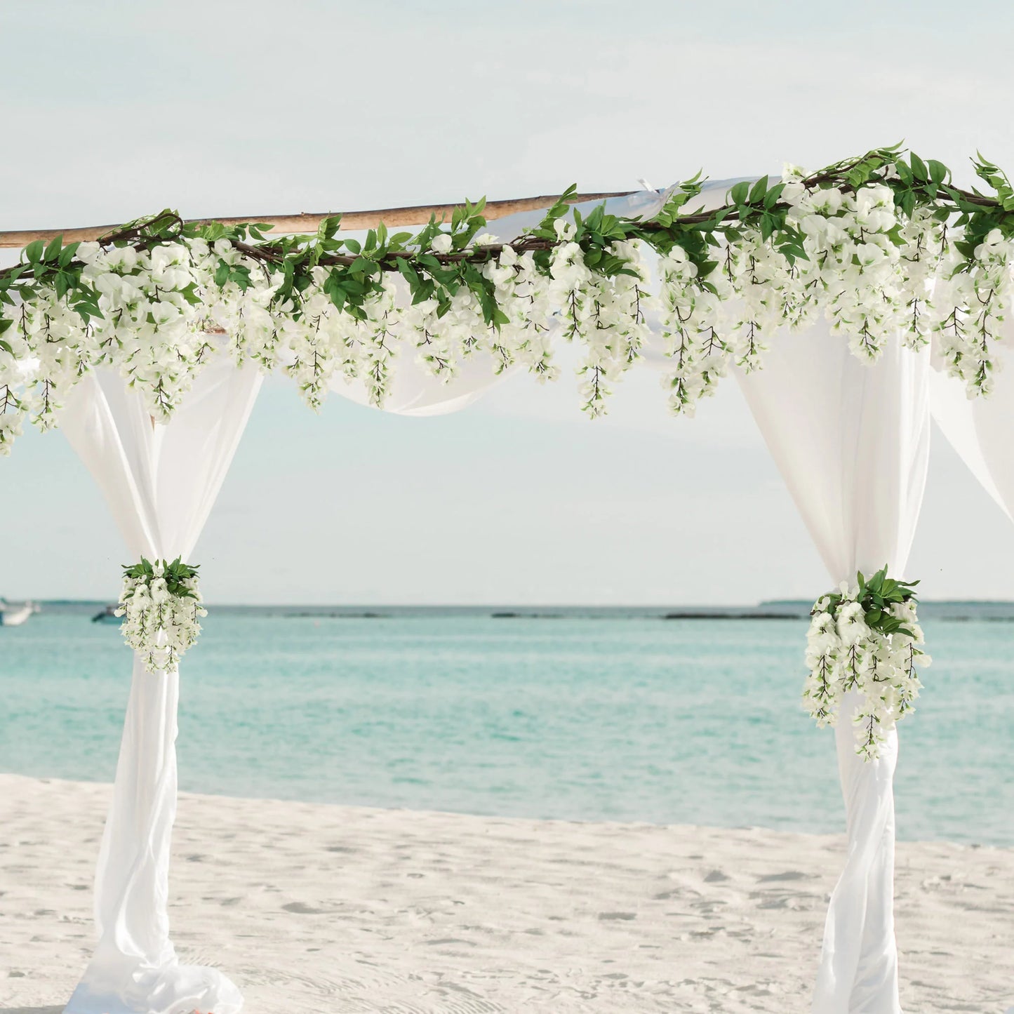 5' Artificial White Hanging Wisteria Garland, Lifelike Floral Decor, Perfect for Home, Weddings, Events & Seasonal Displays