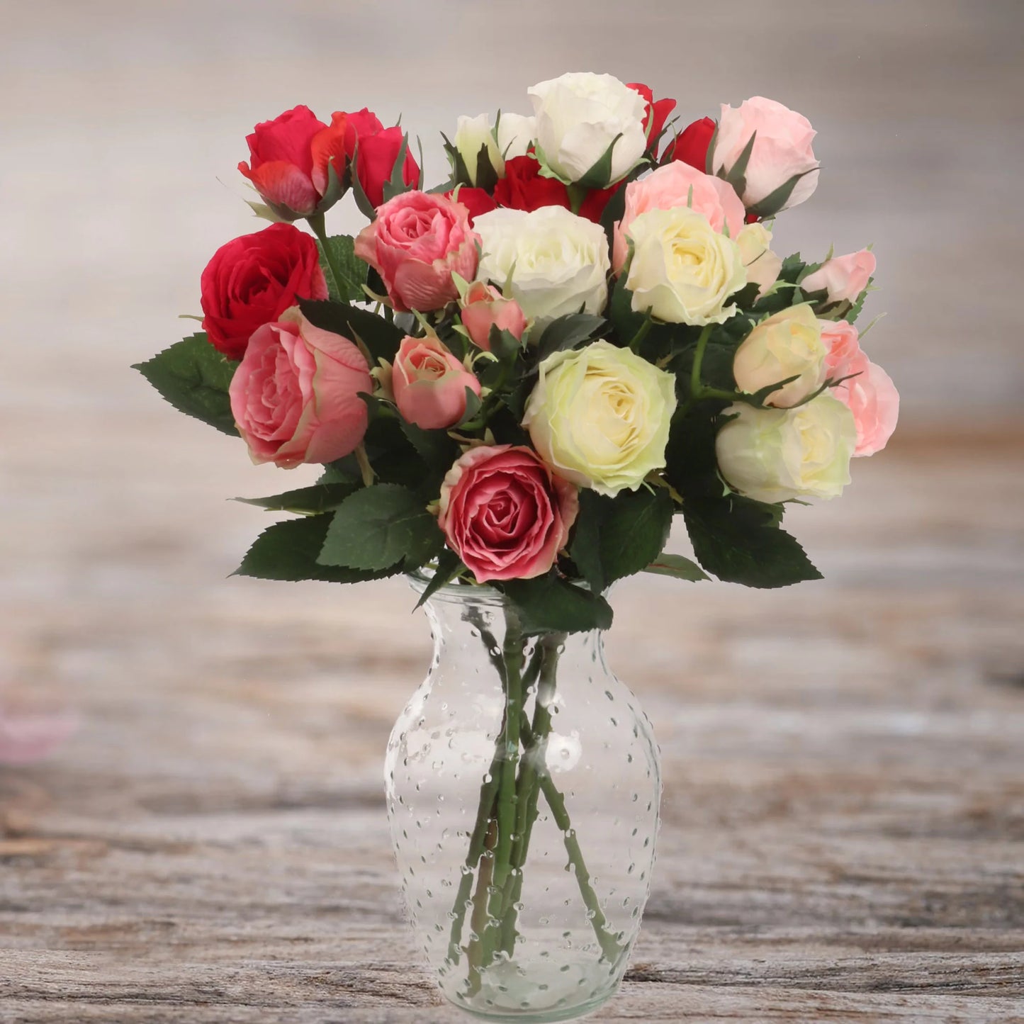 Artificial Dark Pink Rose Spray-16"
