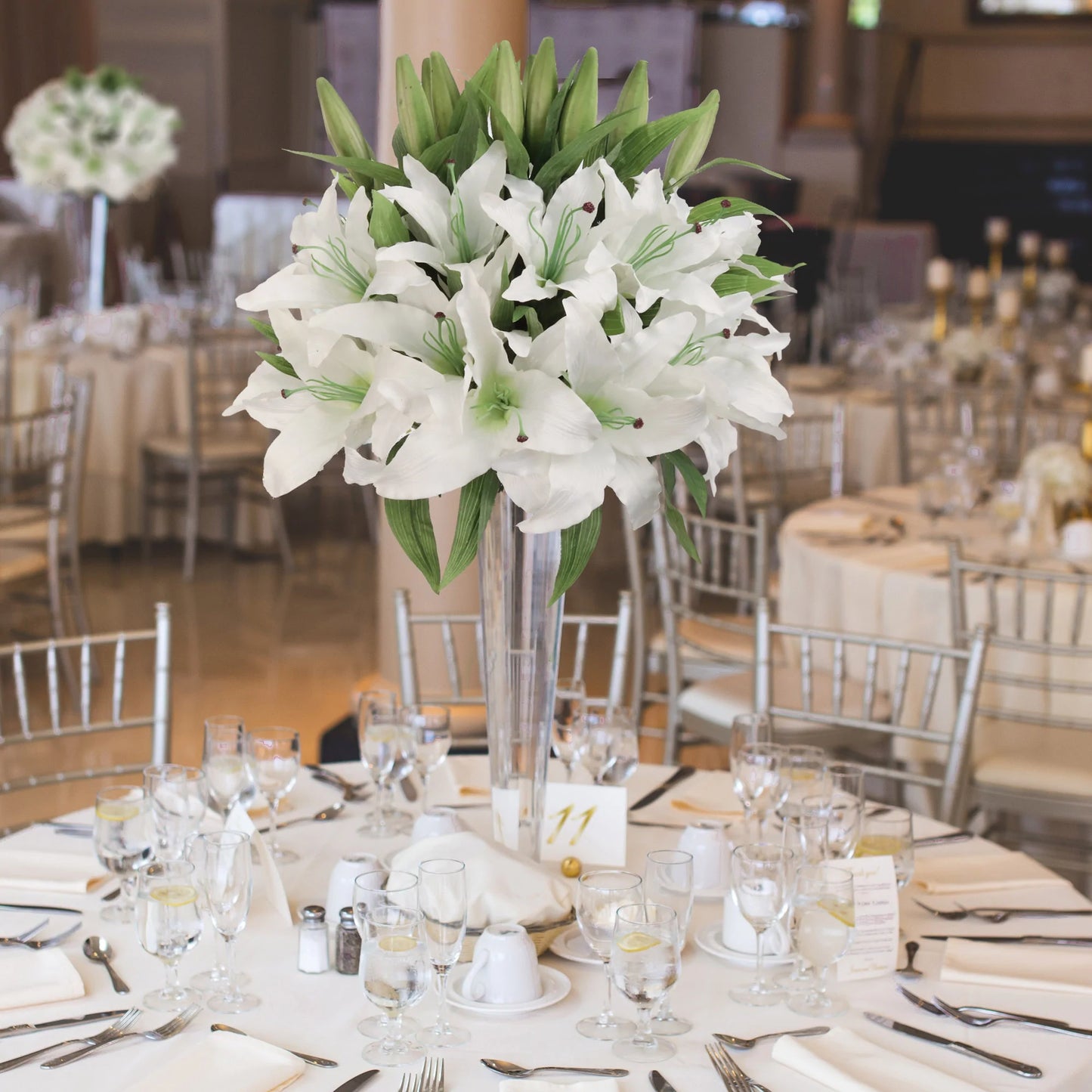 Artificial Premium Cream Casablanca Lily-34"