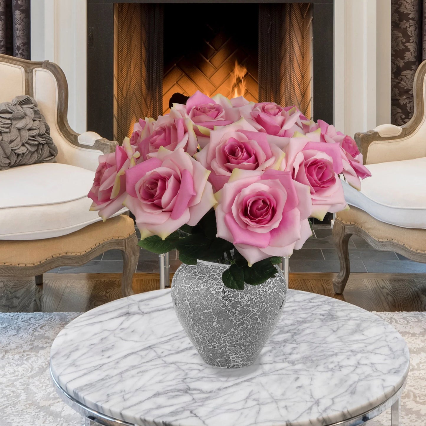 Artificial Lavender Open Rose Stem-20" 6 Pieces