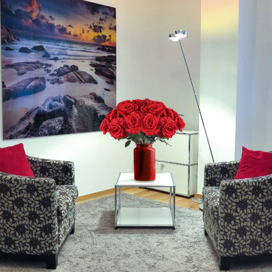 3 Premium Artificial Open Roses RED Color 30”