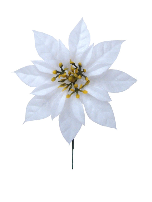 Wholesale Pack of 200 - Elegant 7-Inch White Poinsettia Heads for Christmas Decorations, Floral Arrangements, and Holiday Crafts