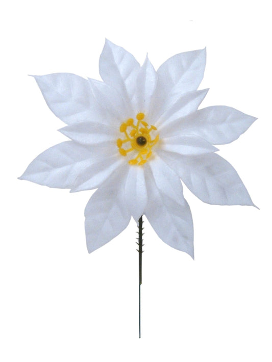 Wholesale Bulk Pack of 2000 - 7-Inch White Poinsettia (Soft Wire) for Christmas Decorations, Floral Arrangements, and Holiday Crafts