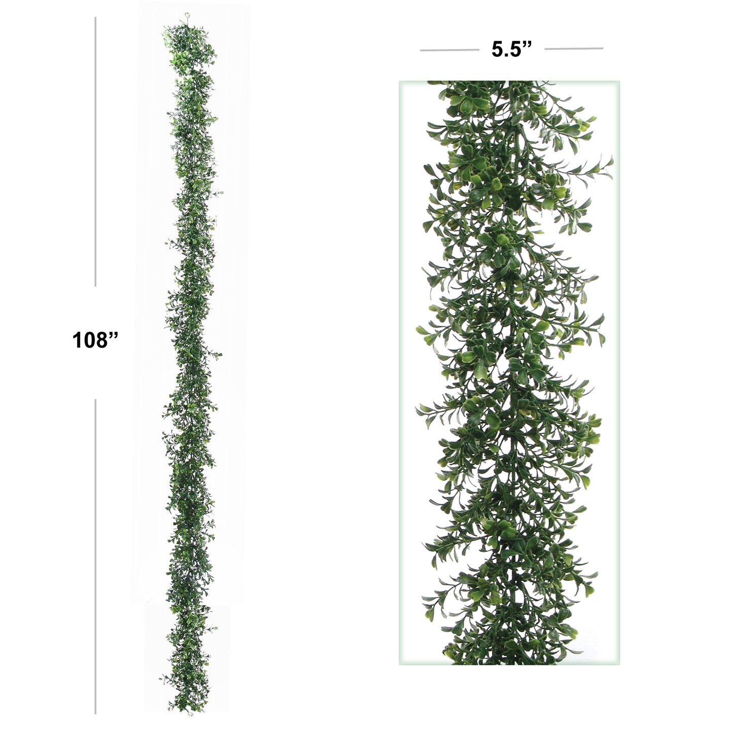 Lush 9' Boxwood Garland - Set of 12 - 760 Tips for Fullness - Ideal for Christmas Decor & Year-Round Greenery - Artificial & Realistic