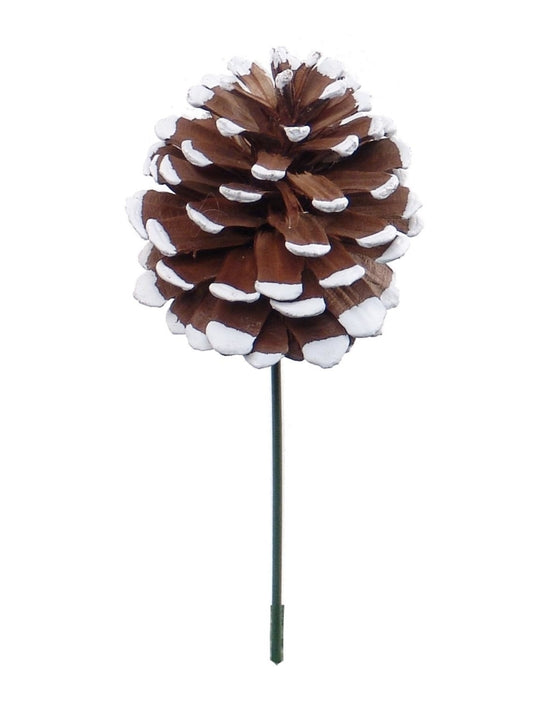 2.5-Inch White Tipped Cone Picks - Set of 12 Pieces - Decorative Floral Picks with White-Tipped Cones - Ideal for DIY Crafts, Floral Arrangements, and Holiday Decorations