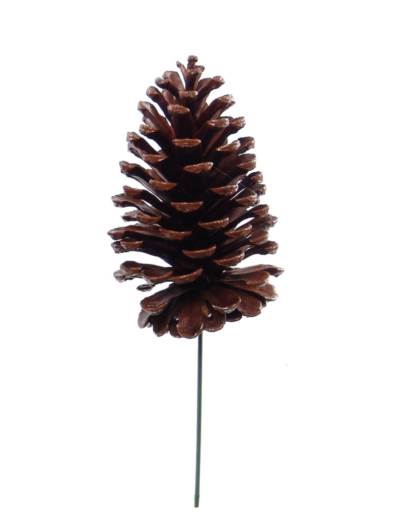 48-Piece Pack of 5-Inch Lacquered Pine Cone Picks - Rustic Decorative Pinecones for Floral Arrangements, Crafts, and Seasonal Decor