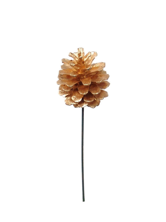 2.5" Gold Pine Cone Pick - Premium Artificial Pinecone for DIY Christmas Decorations, Holiday Centerpieces, Festive Wreath Arrangements, and Seasonal Home Decor