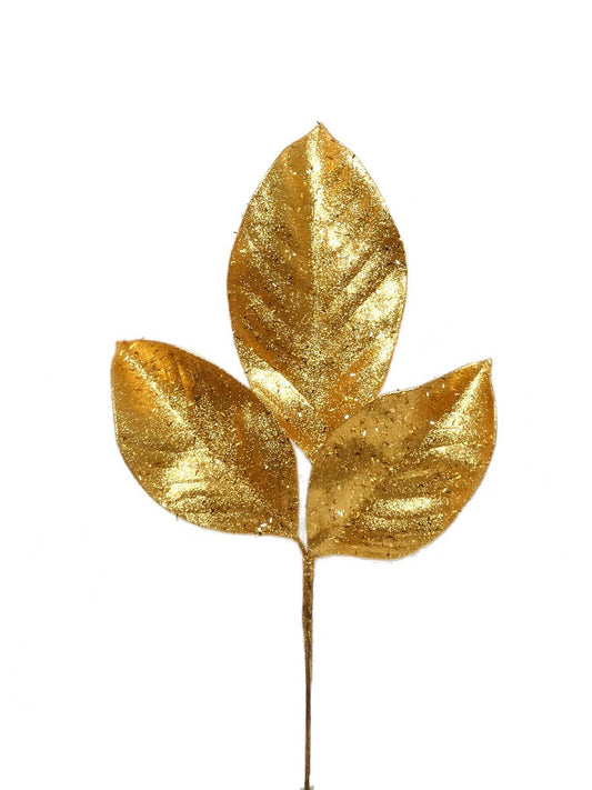 Luxurious 17" Gold Magnolia Spray, Premium Quality Artificial Flower Stem for DIY Wedding Bouquets, Elegant Centerpieces, Home Decorations, Festive Christmas Party, and Holiday Arrangements