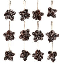 Set of 12: White Edge Pine Cone Cluster | 4-Inch | Elegant Winter Decor | Festive Holiday Accents | Christmas Ornaments | Home & Office Decor