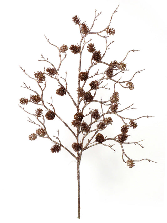 22-Inch Gold Pine Cone Spray, Set of 24 Pieces, Decorative Floral Picks with Natural Pine Cones, Perfect for Christmas Crafts, Wreaths, and Holiday Floral Arrangements