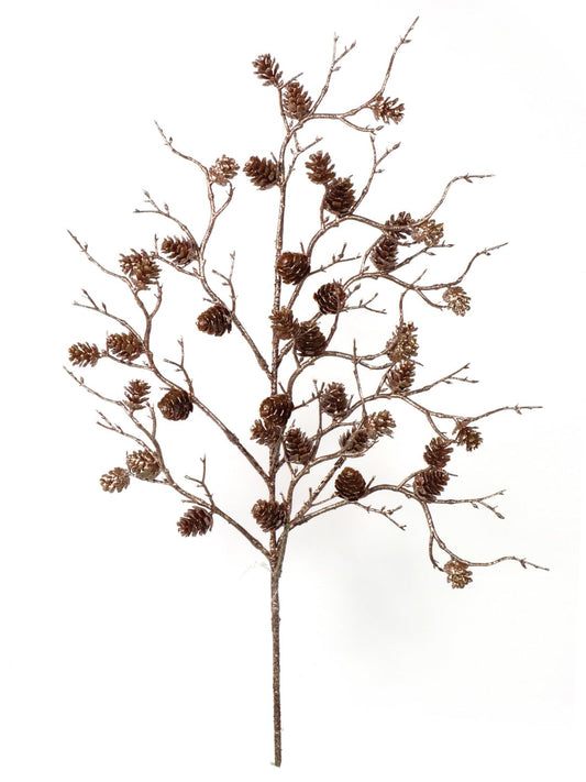 22-Inch Gold Pine Cone Spray, Decorative Floral Picks with Natural Pine Cones, Perfect for Christmas Crafts, Wreaths, and Holiday Floral Arrangements