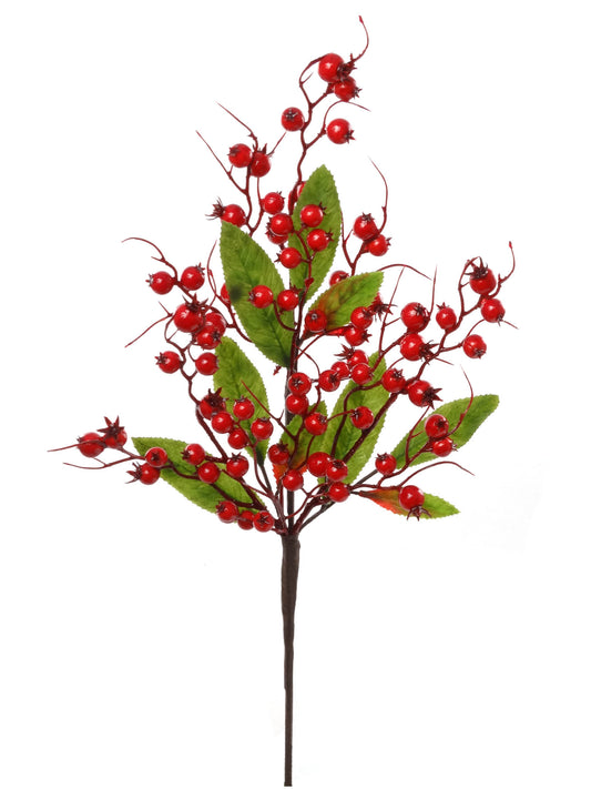 19" Artificial Berry Sprays - Set of 24, 72 Realistic Red Berries, Faux Greenery - Perfect for Wreaths, Garlands - Festive Holiday Decor, Floral Home by Artificial Flowers